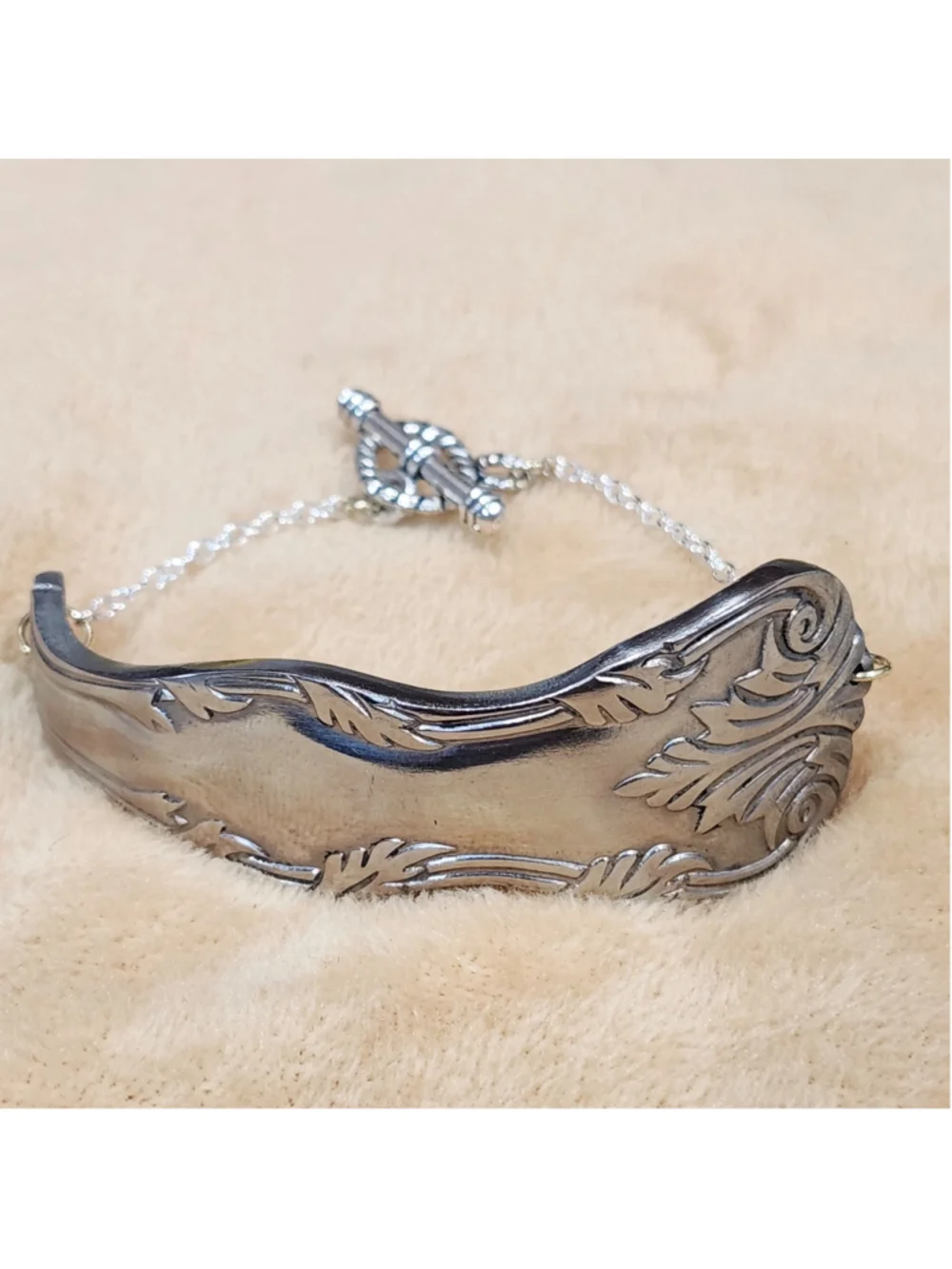 Big bold Chunky Handmade Silverwear Bracelet